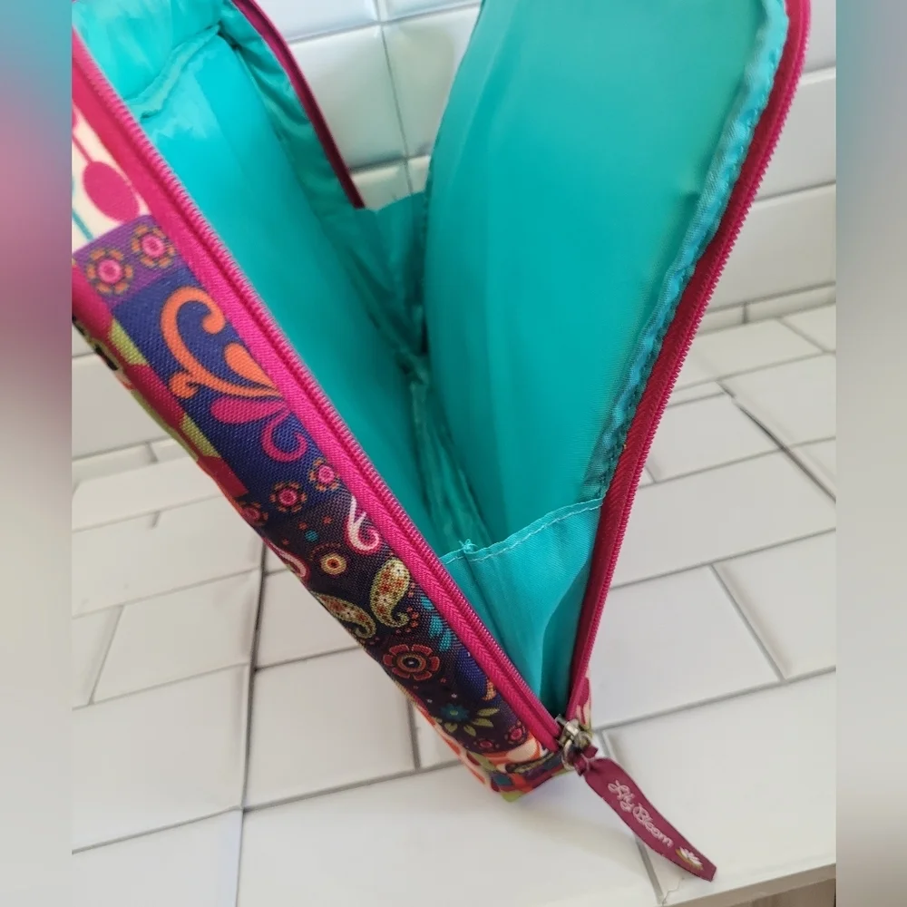 LILY BLOOM Colorful Shapes Paisley Print Laptop Carrying Case Double Zip Closure
